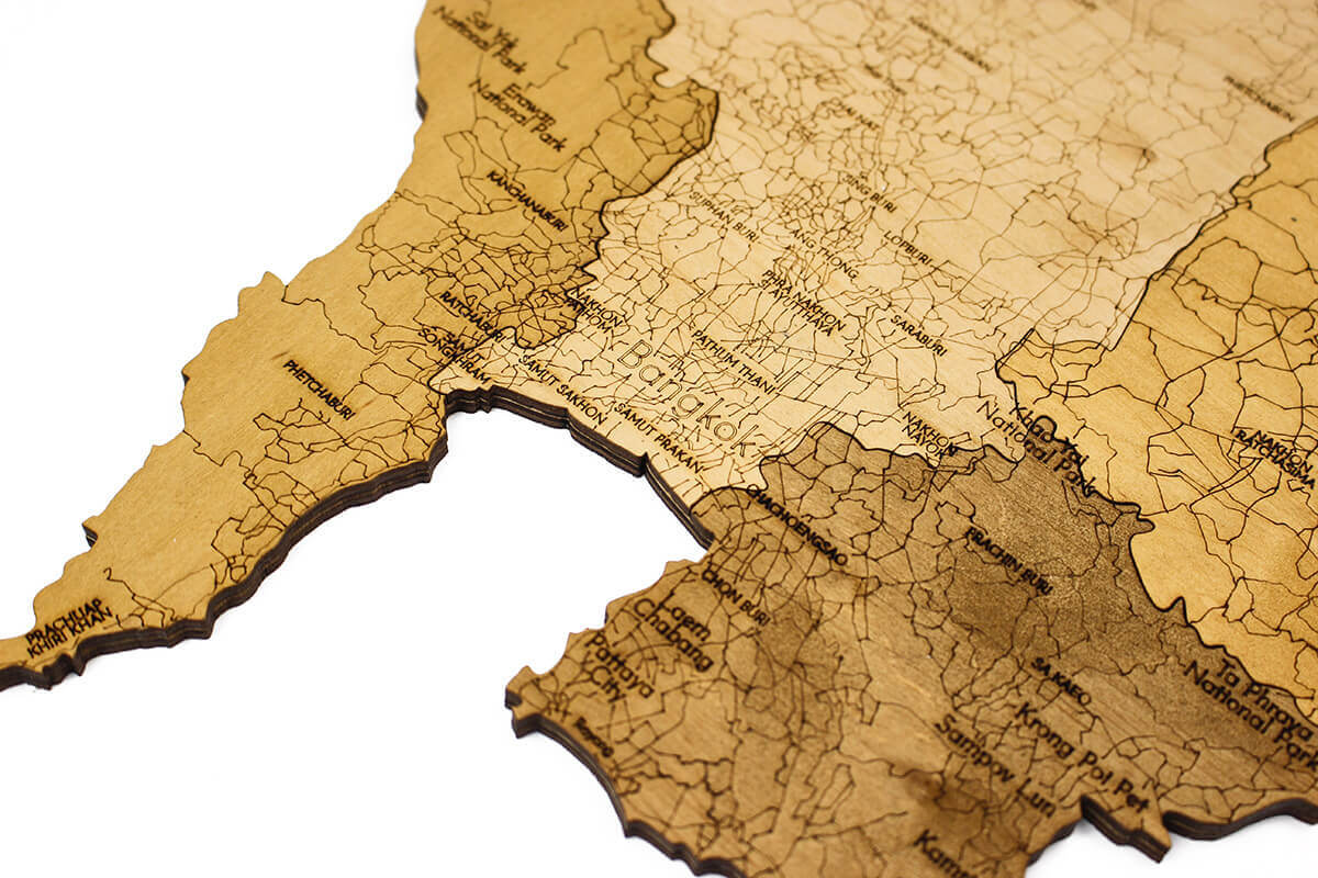 Wooden Map Of Thailand 80x44 Cm 68travel