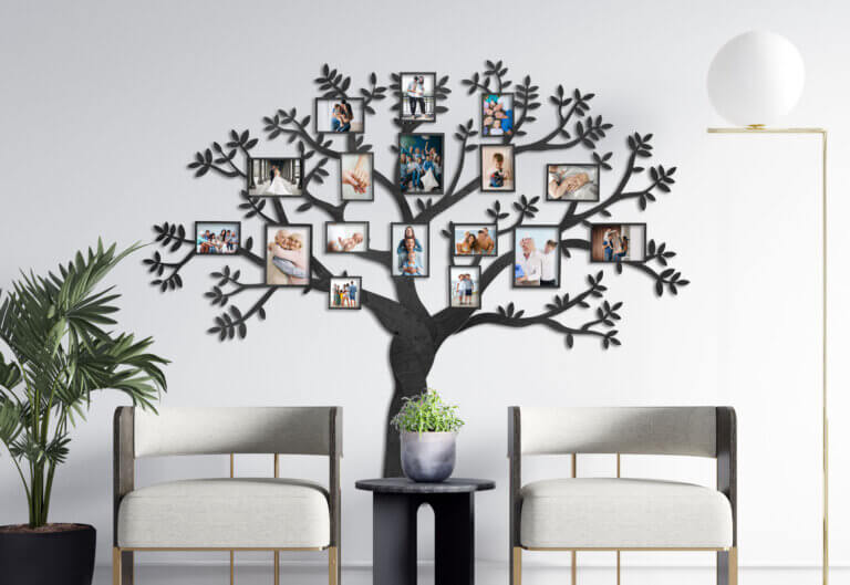 Wooden Family Tree with 17 Picture Frames - 68travel