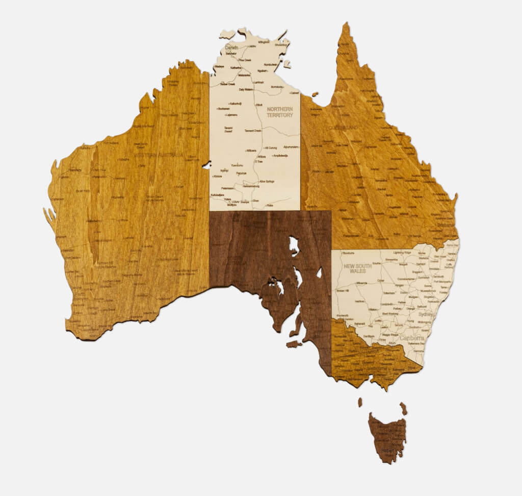 Wooden Map of Australia - 68travel
