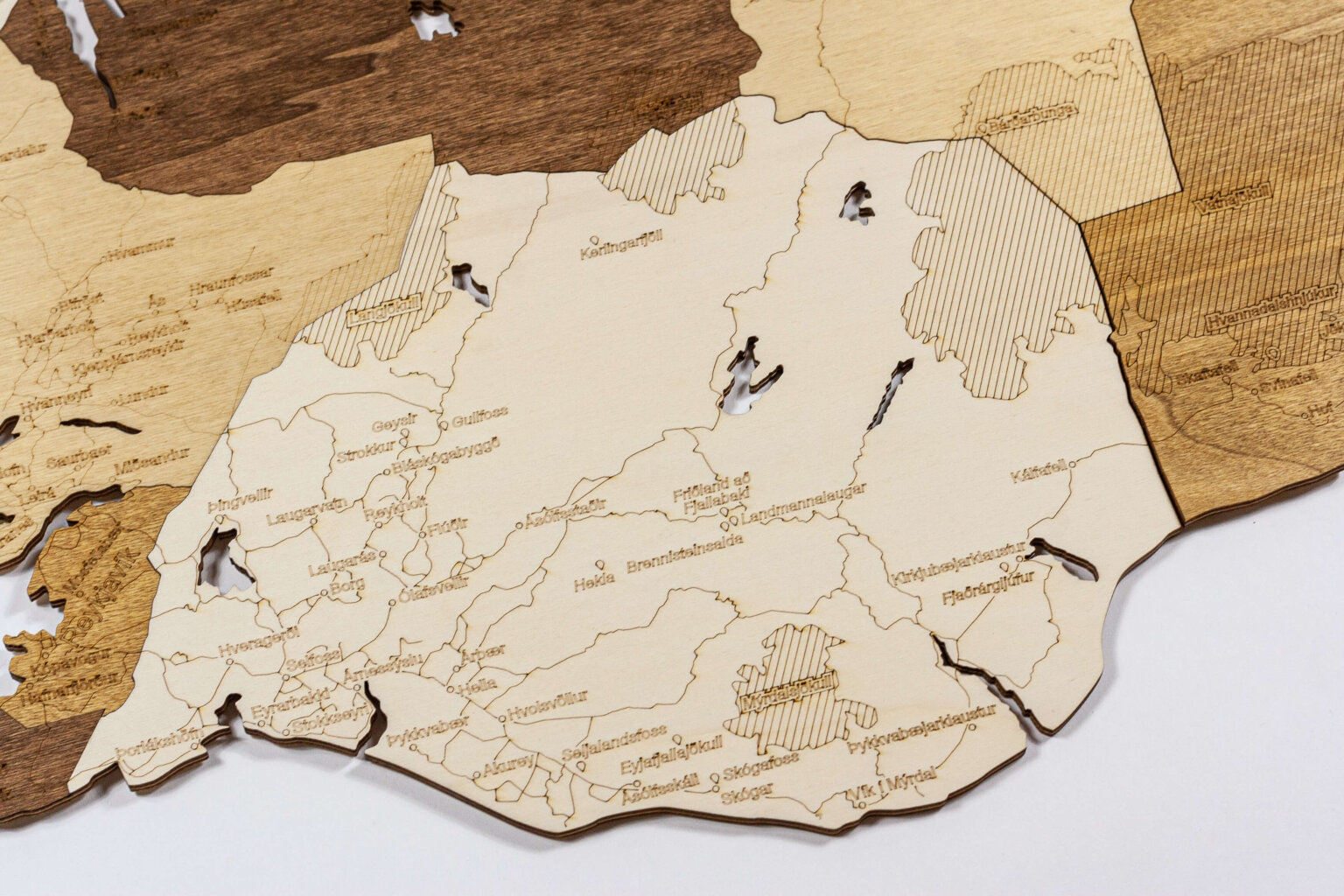 Wooden Map of Iceland - 68travel