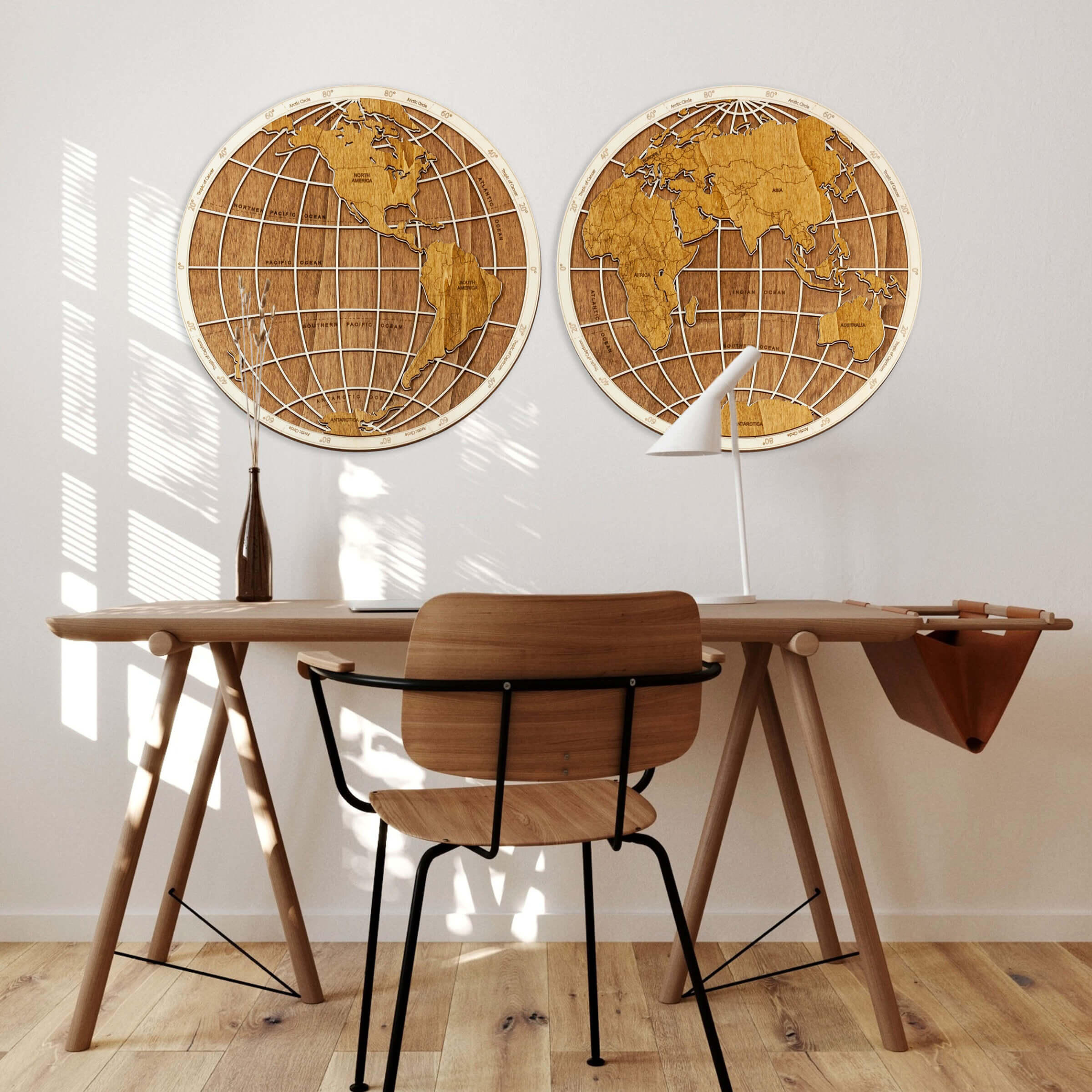 Wooden World Map Wall Decoration Mega - Explorer - 300x175 cm